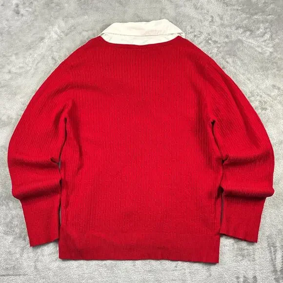 Vintage Carolyn Taylor Long Sleeve Red Sweater White Collar Women’s Size XL - Picture 3 of 7